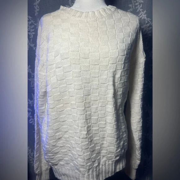 Vintage Gap 90s White Textured Knit Sweater Small Cozy Minimalist - Picture 7 of 15
